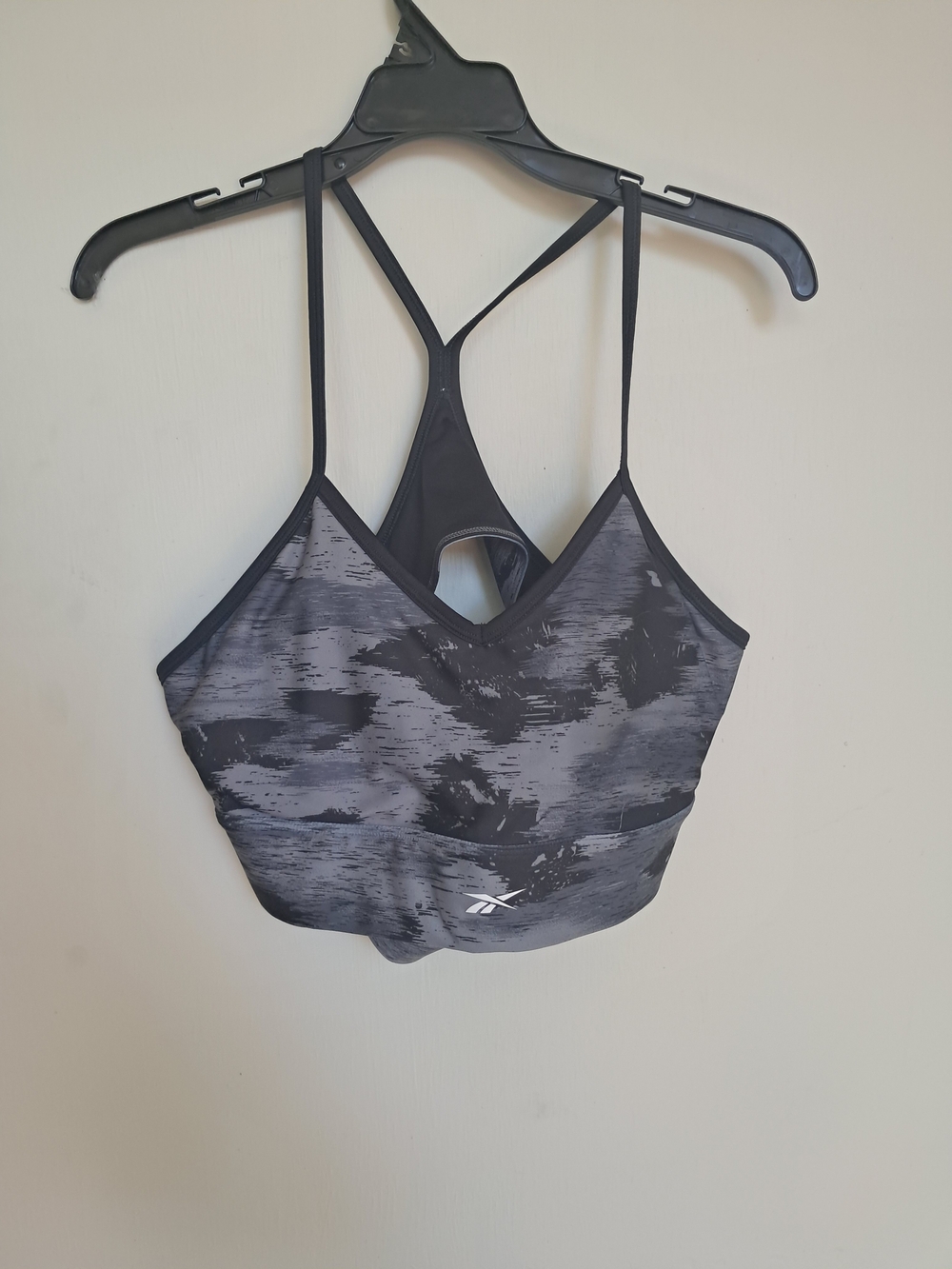Reebok Black Gray Marbled Racerback Sports Bralette